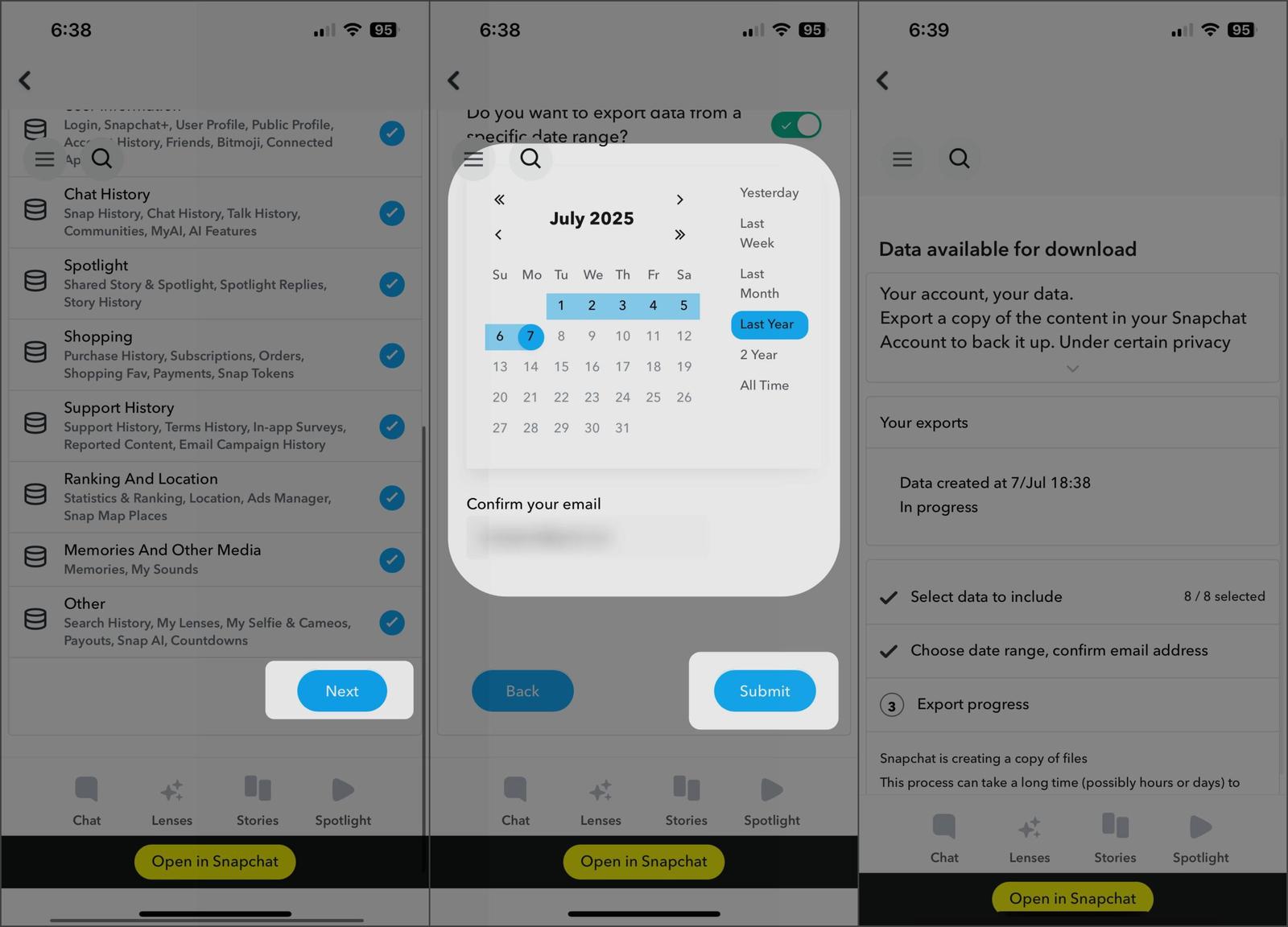 Download Snapchat Data