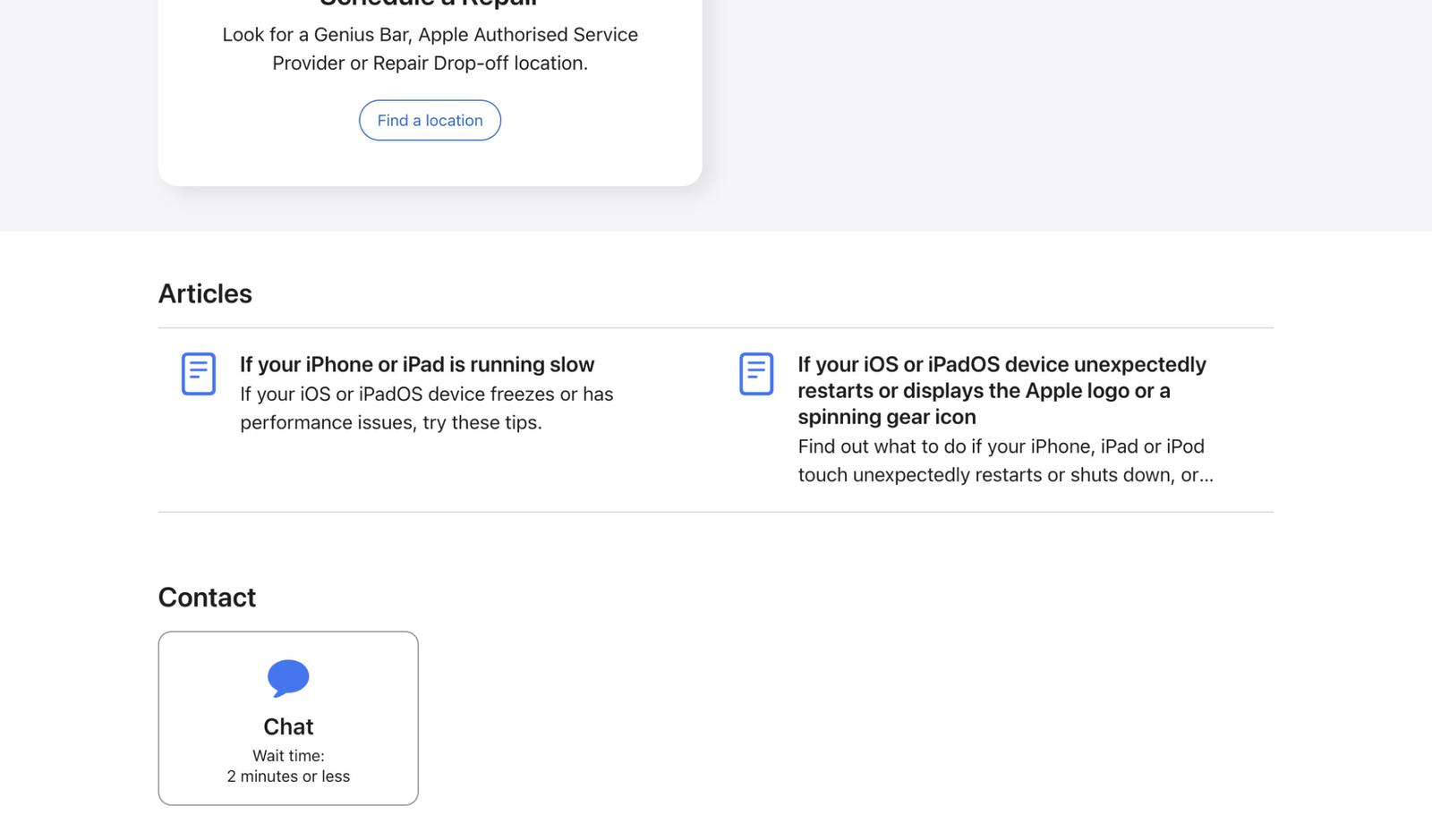 Get support articles and repair options