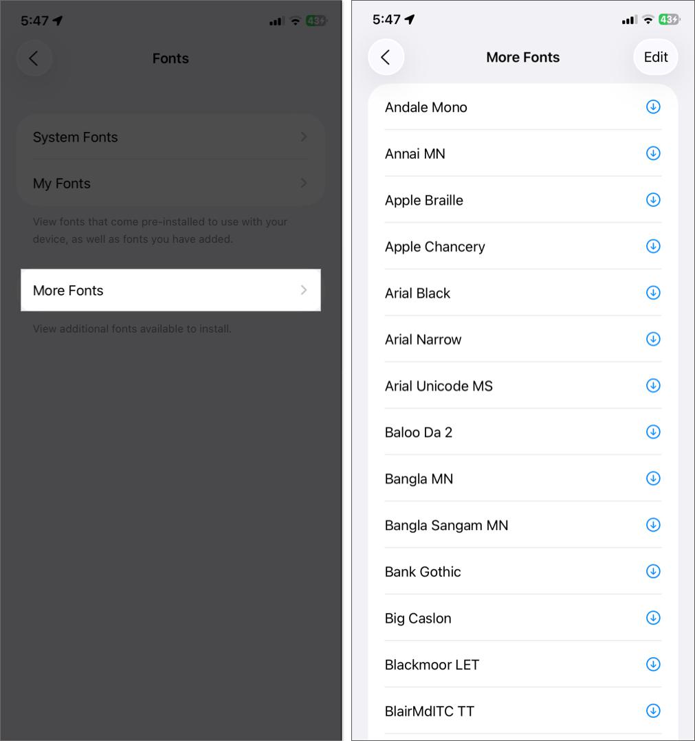 Install custom fonts on iPhone