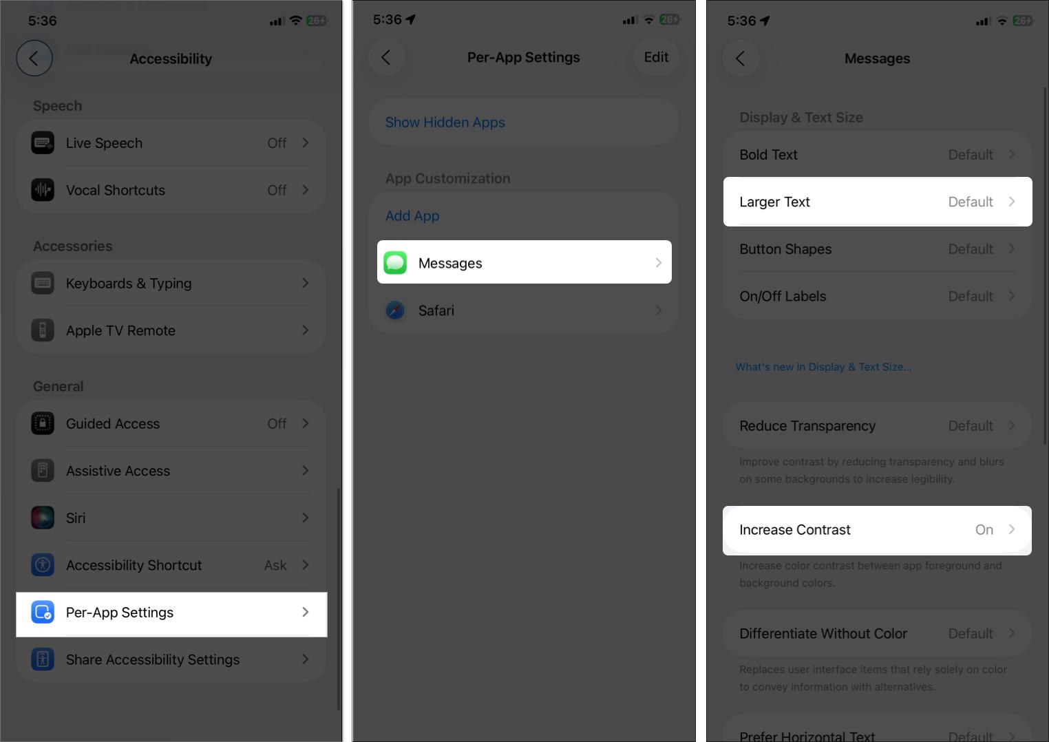 Manage per app settings on iPhone