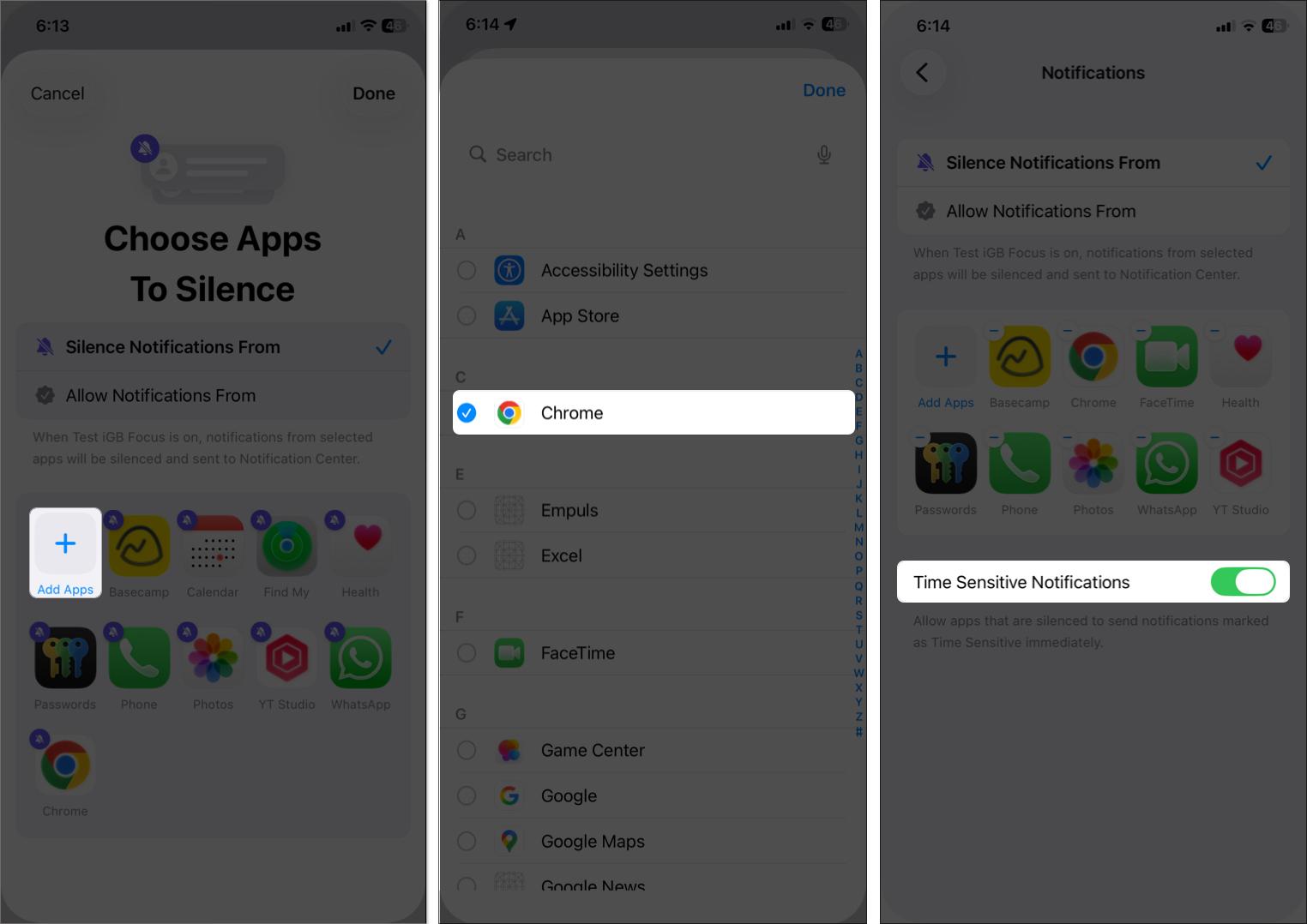 Mute notifications from the selected Apps