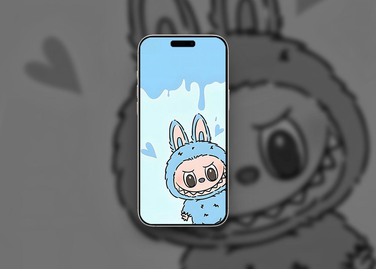 Playful Labubu in blue