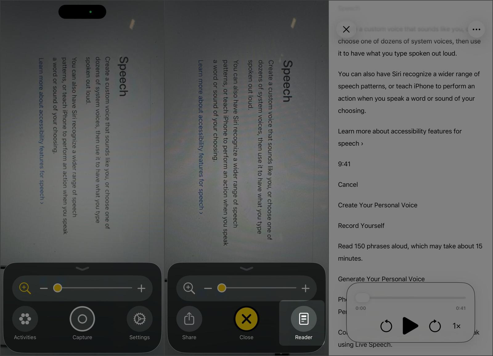 iPhone Accessibility Reader on Magnifier App