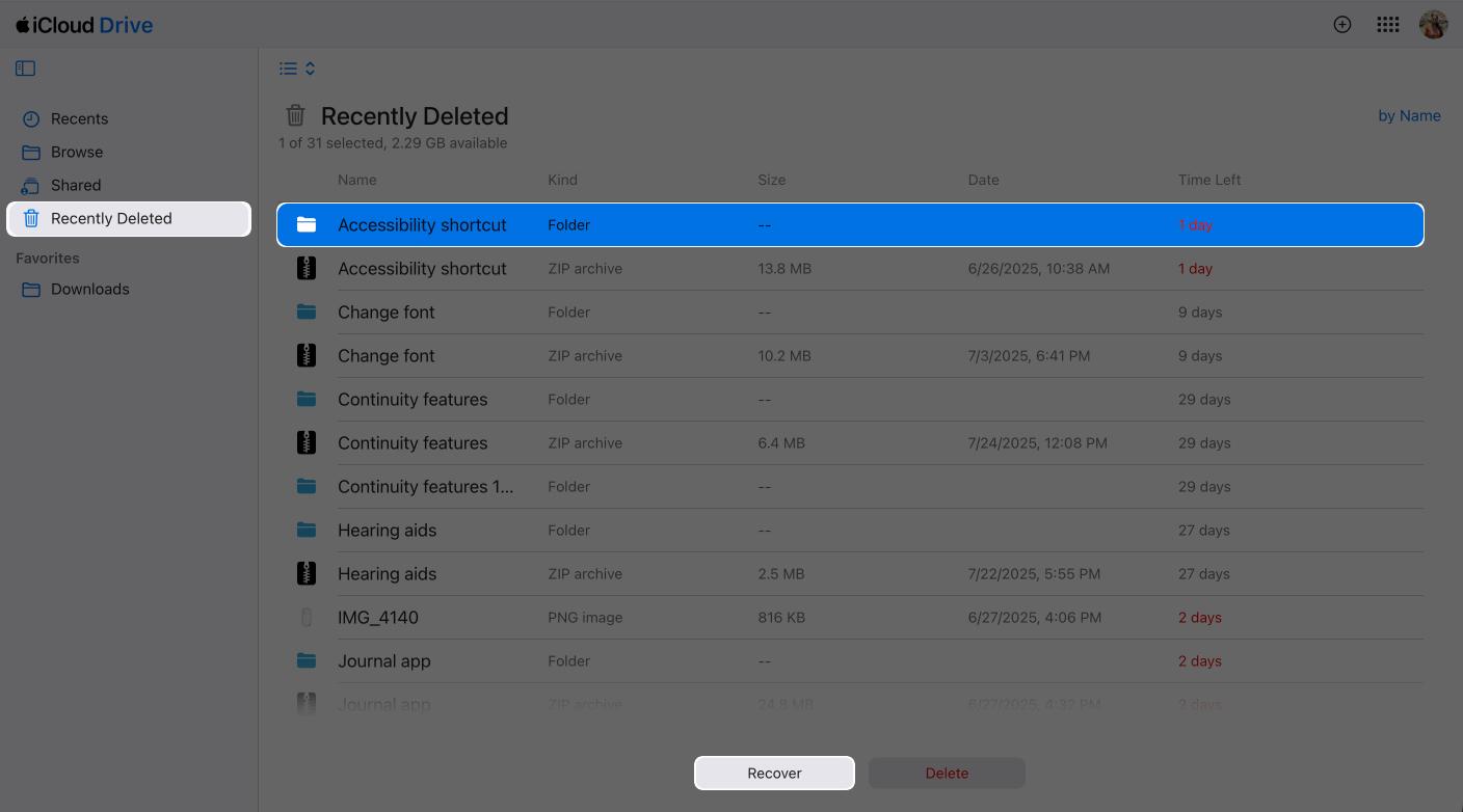 Restore recently deleted file on Mac
