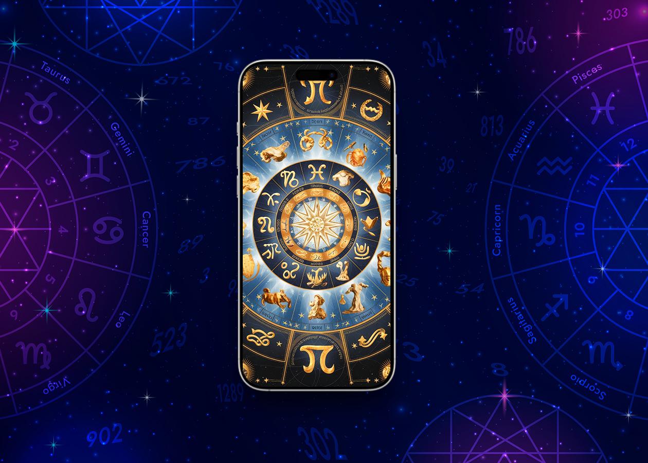 Sacred zodiac symbols on lock screen