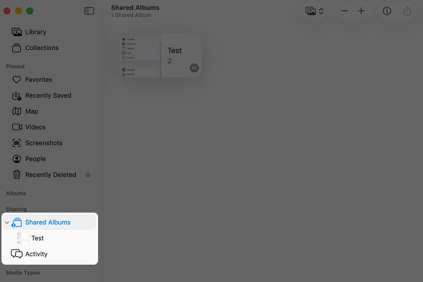 Select activity tab to view changes in the library