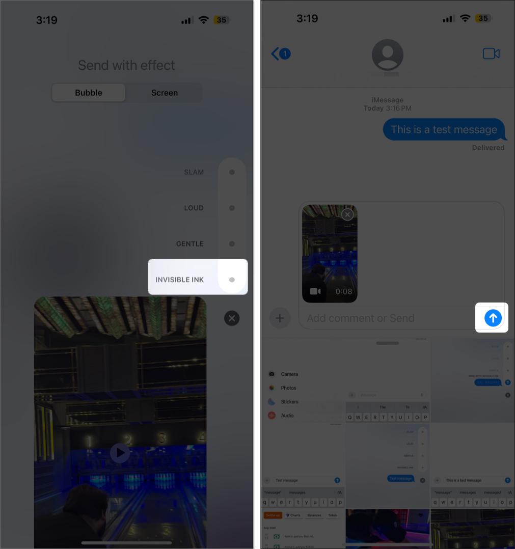 Send image or video with invisible ink on the iPhone