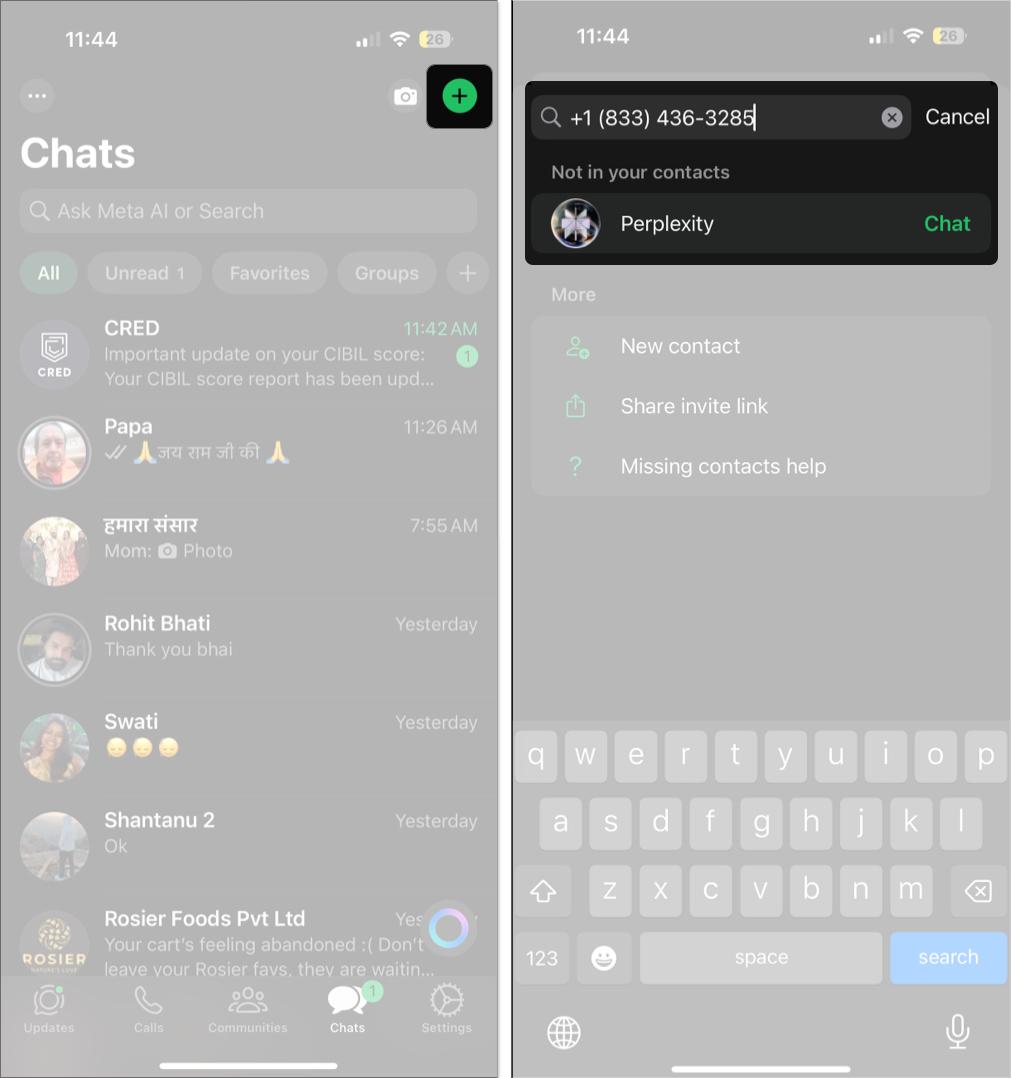 Set up Perplexity ai on WhatsApp