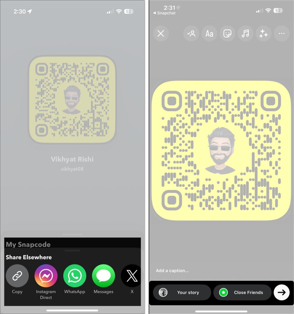 Share your Snapcode from Snapchat