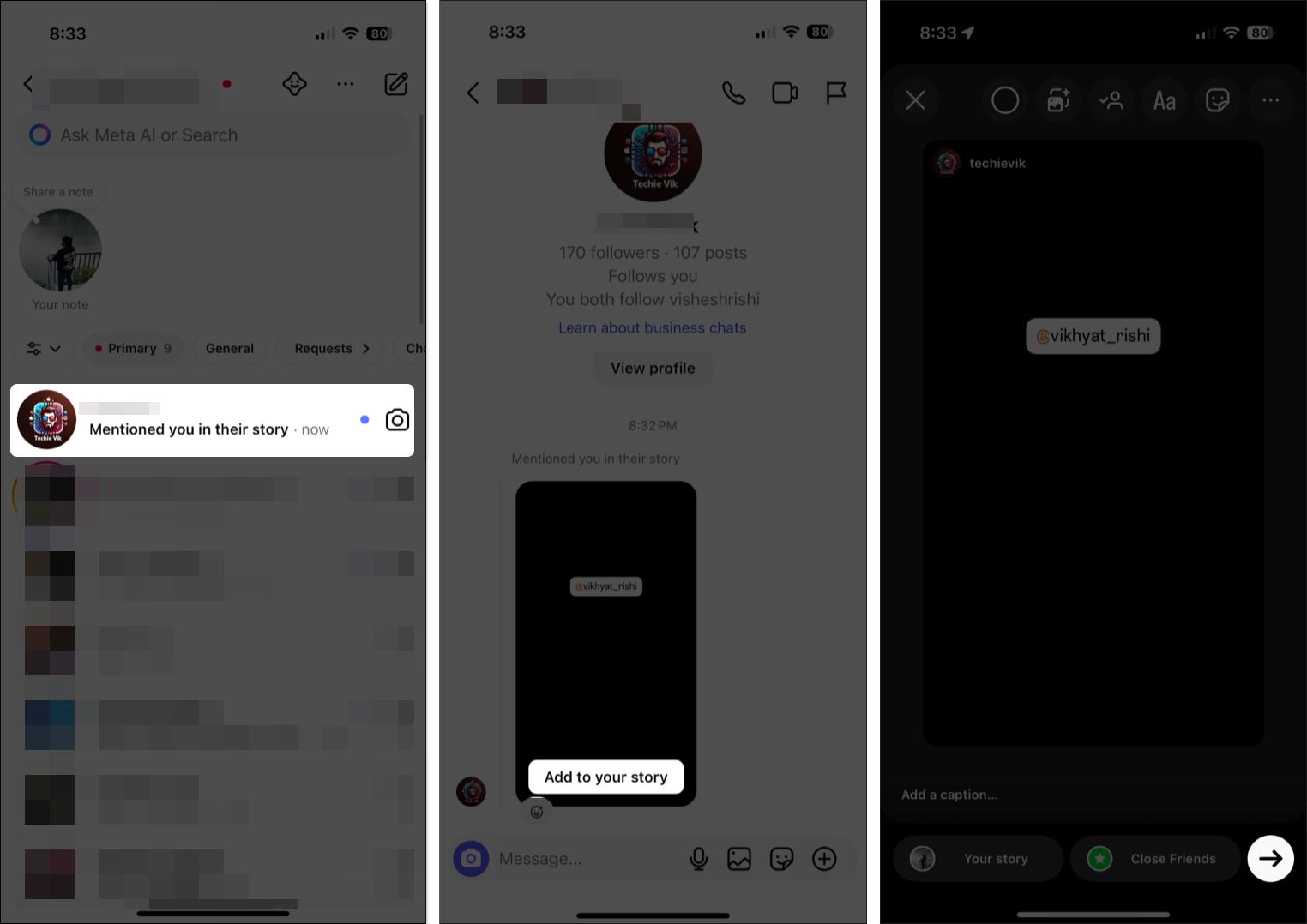 Tap add to your story button to share post on the Instagram
