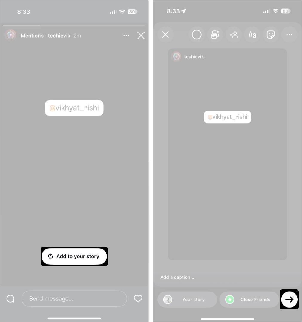Tap add to your story to add in Instagram story