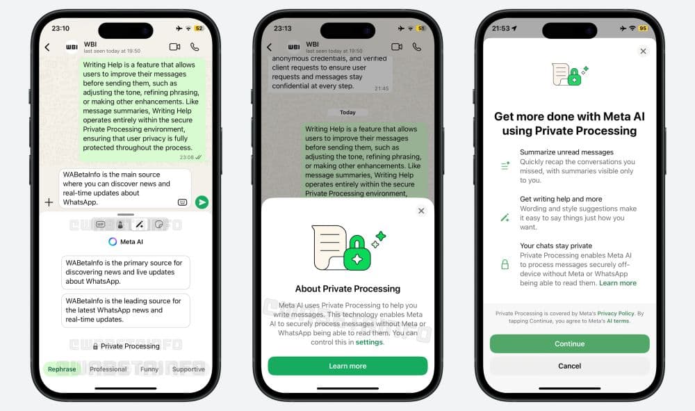 Writing Help Assistant feature on WhatsApp