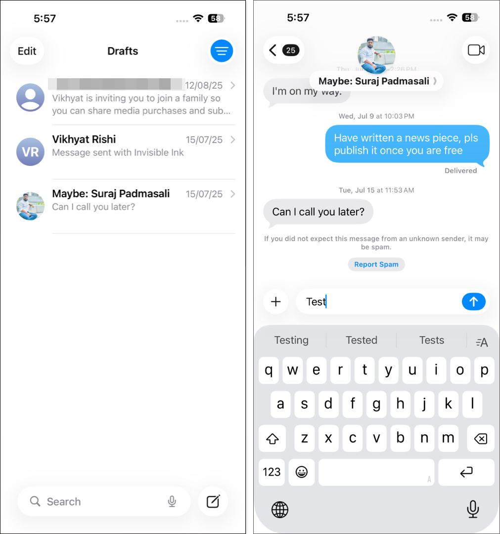 Access a draft message on the iPhone