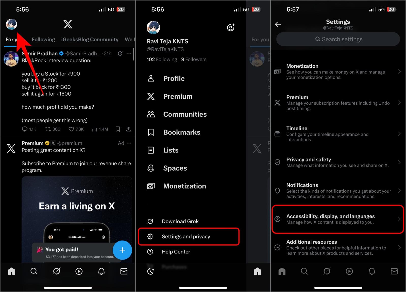 Accessibility Settings on X