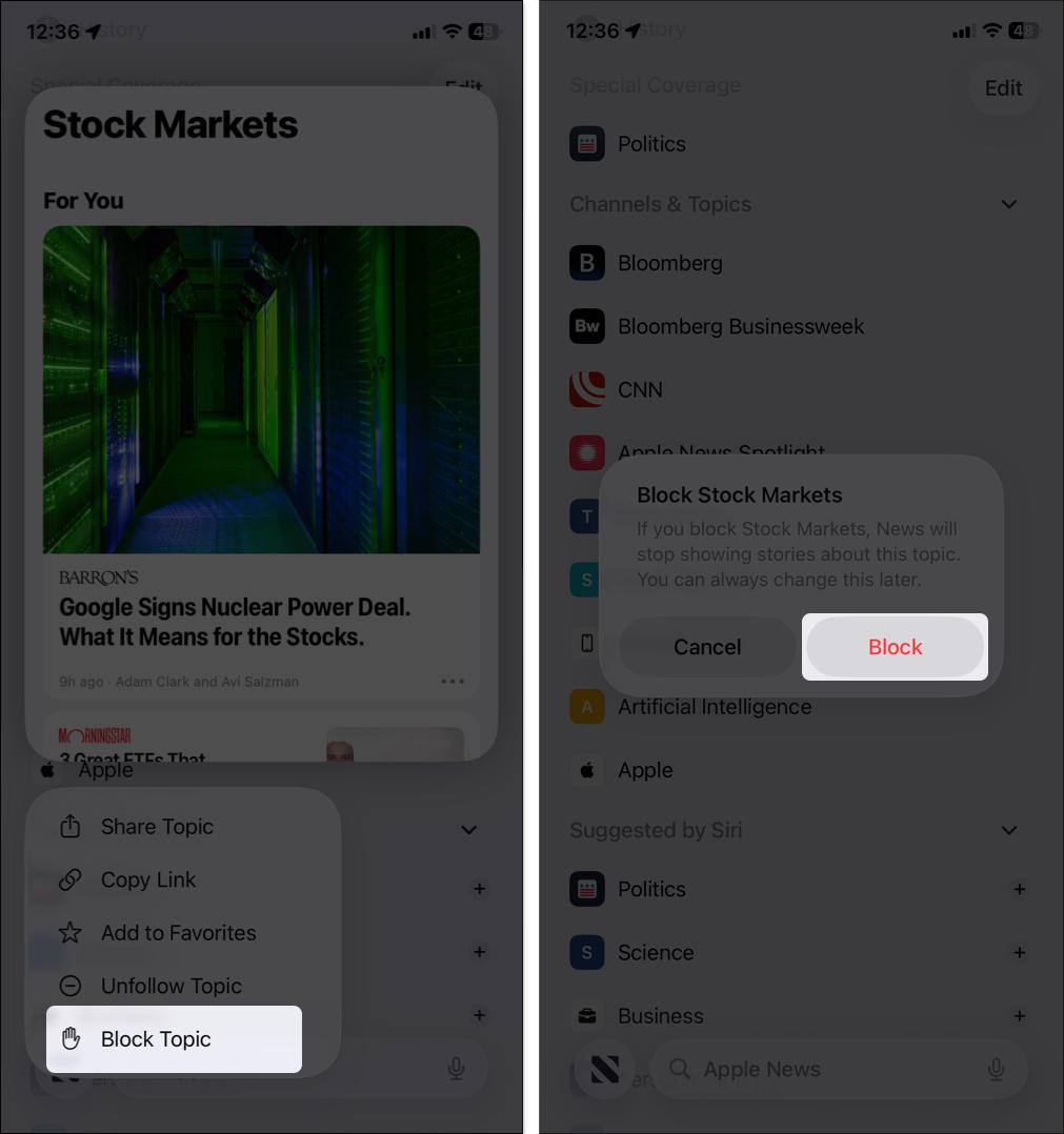 Block particular channel or topic