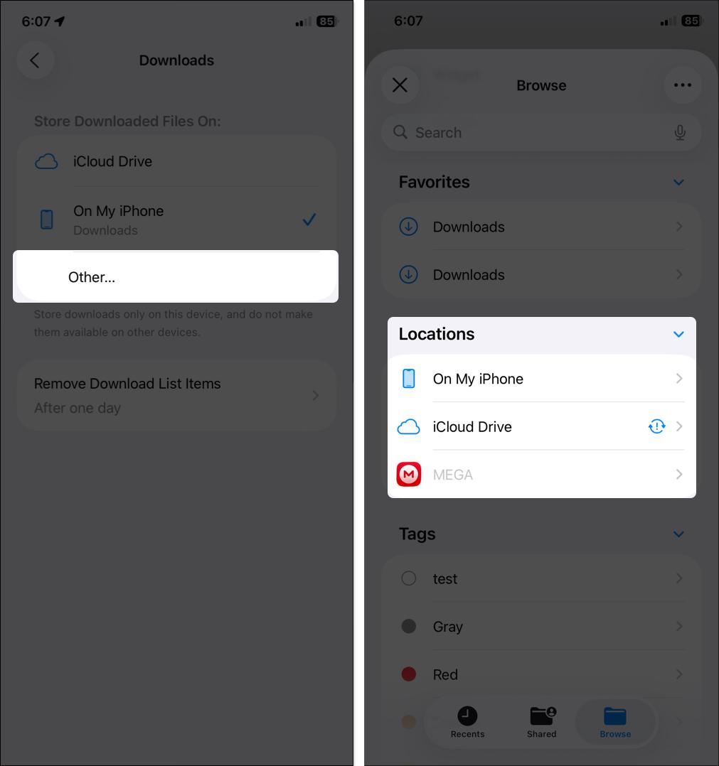 Choose a download location options