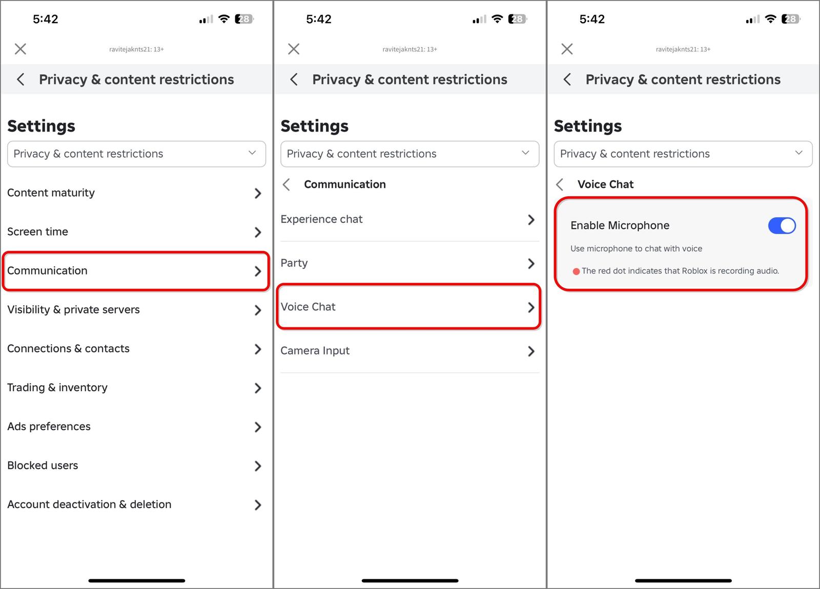 enable microphone voice chat on Roblox mobile