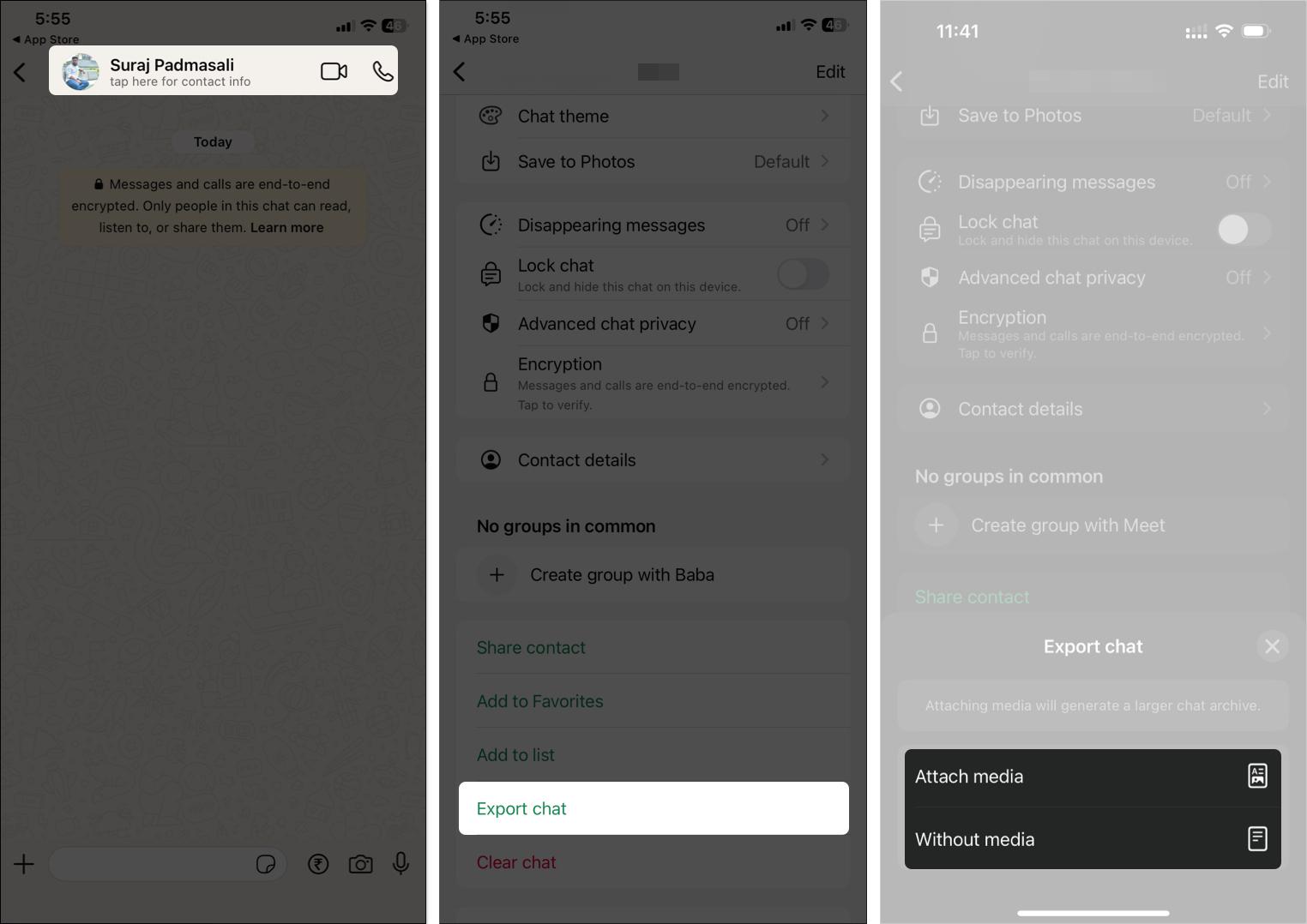 Export and save WhatsApp chats
