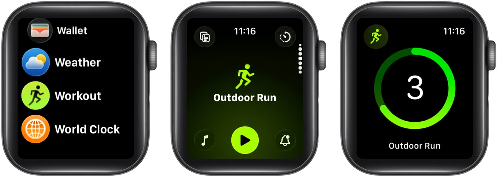 Open workout app and choose added workout