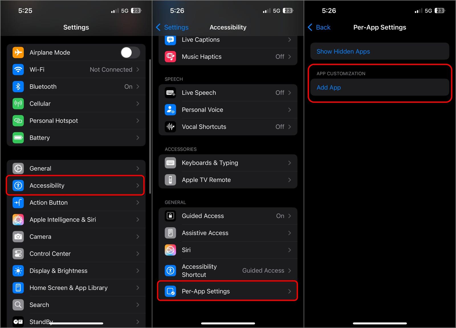 Per App Settings on iPhone