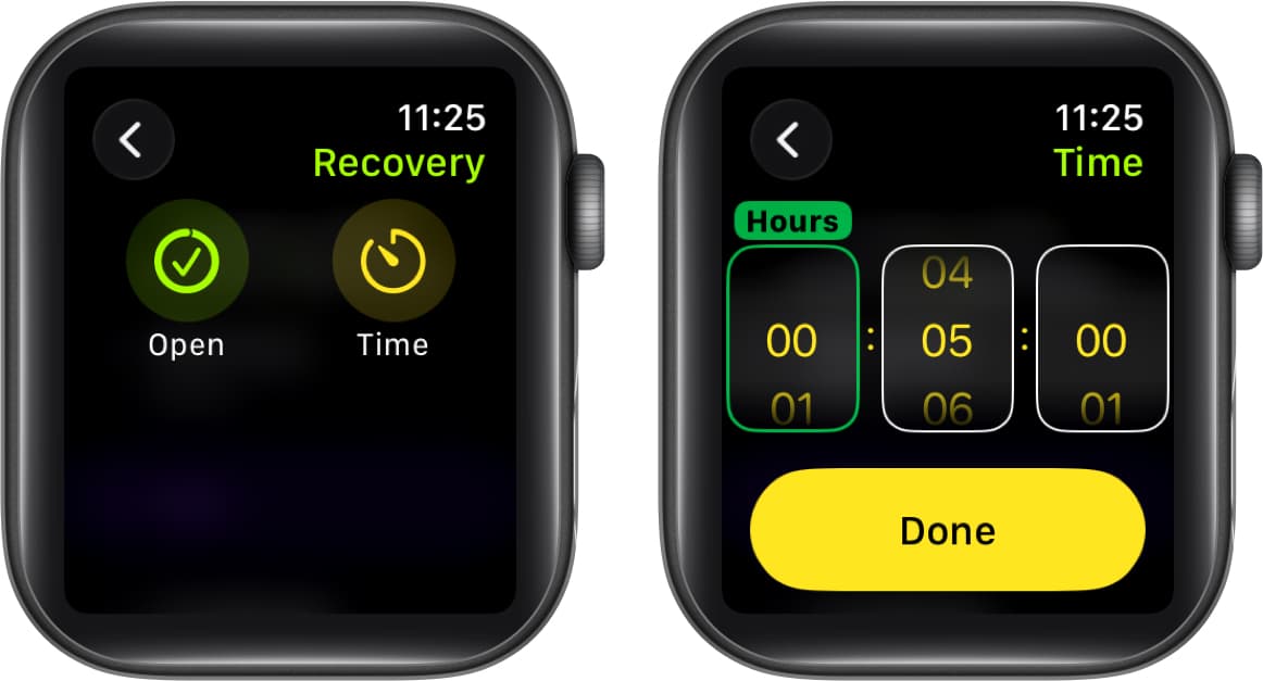 Set duration and tap done button