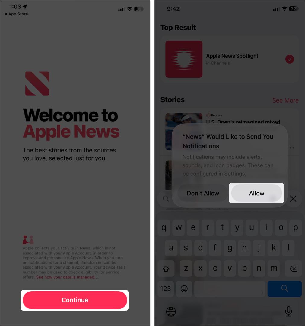 Set up apple news on iPhone