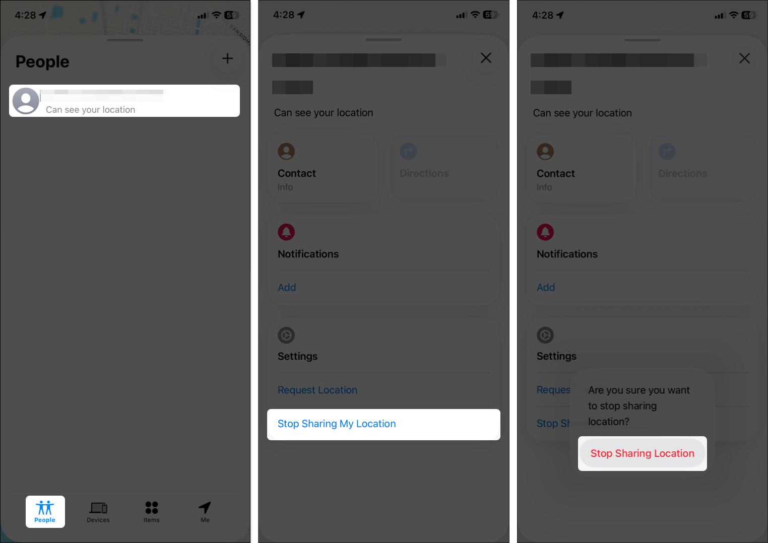 Stop sharing location