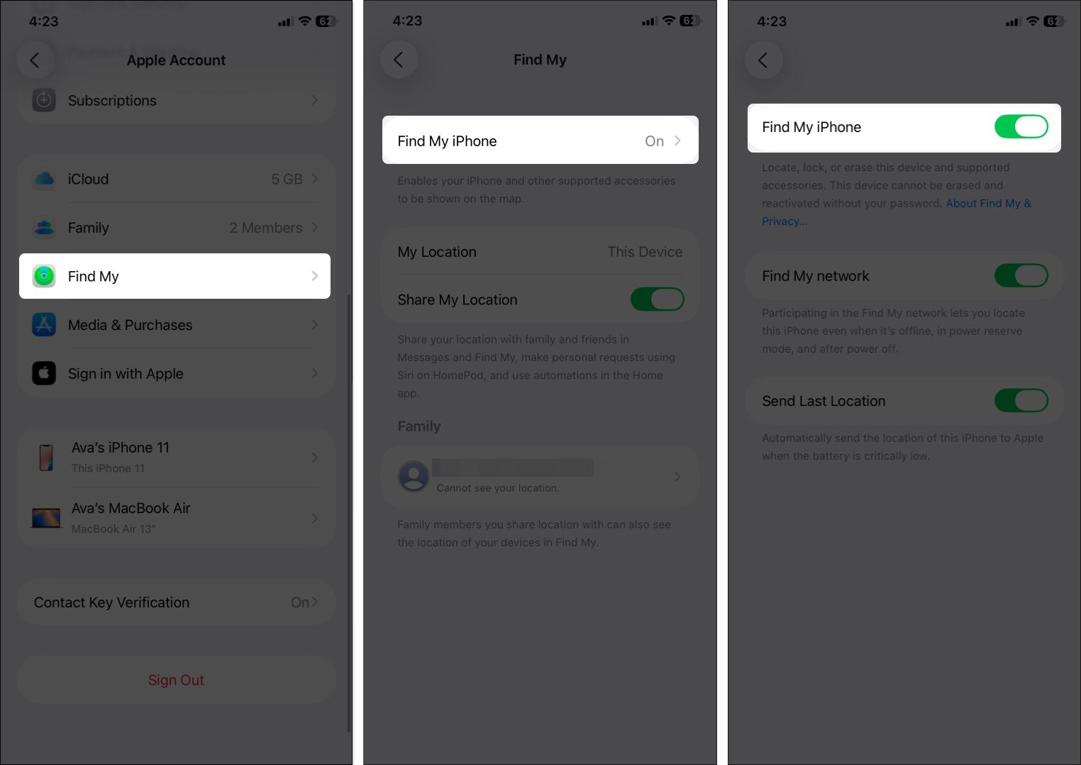 Toggle on find my location from settings on the iPhone