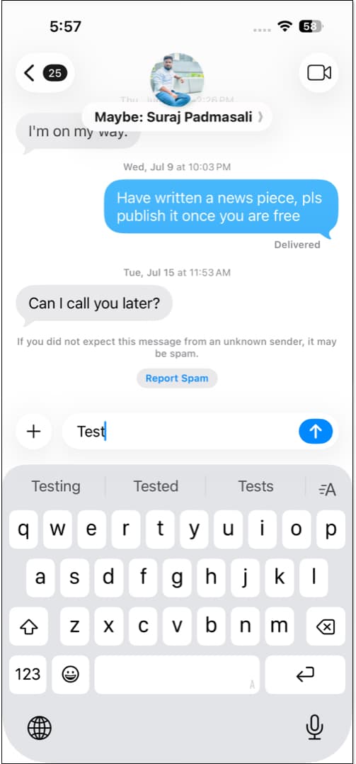 Type message and do exit to create draft message