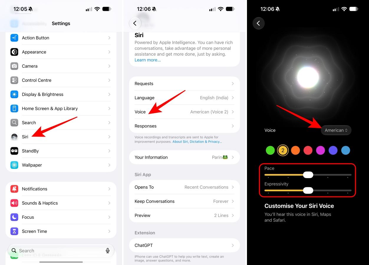 Customize Siri new voice
