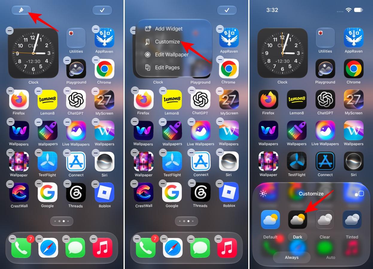 Customize dark app icons