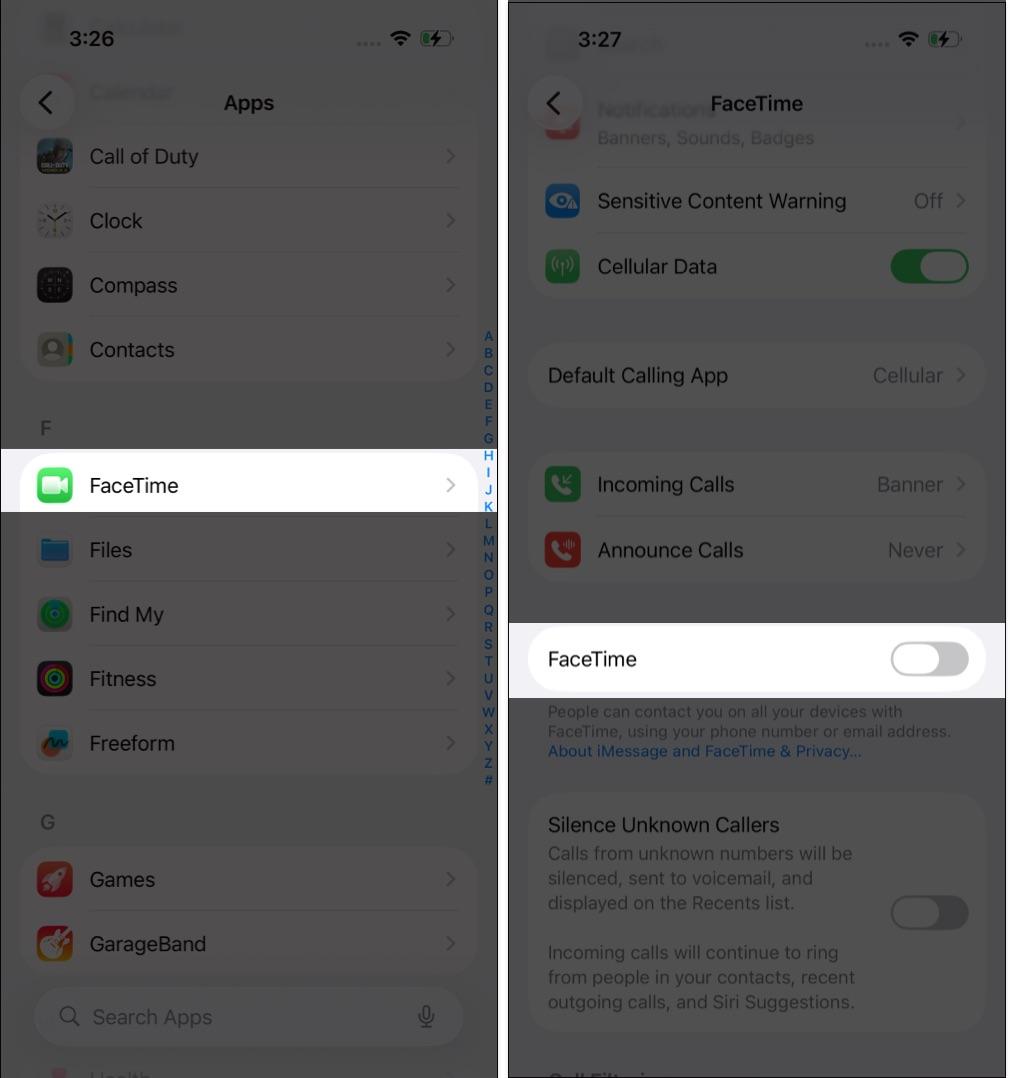 Open Settings select FaceTime and turn it off