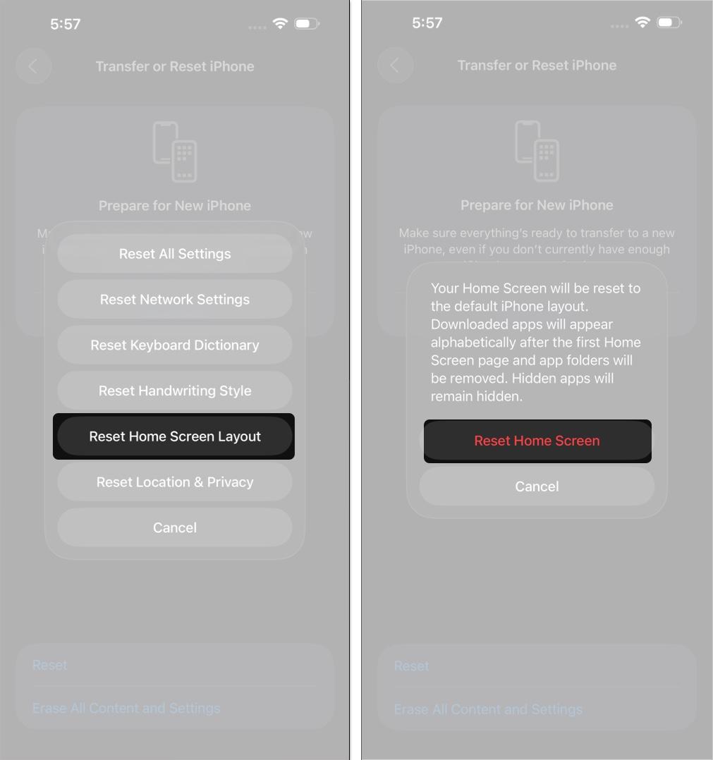 Resetting the Home Screen Layout