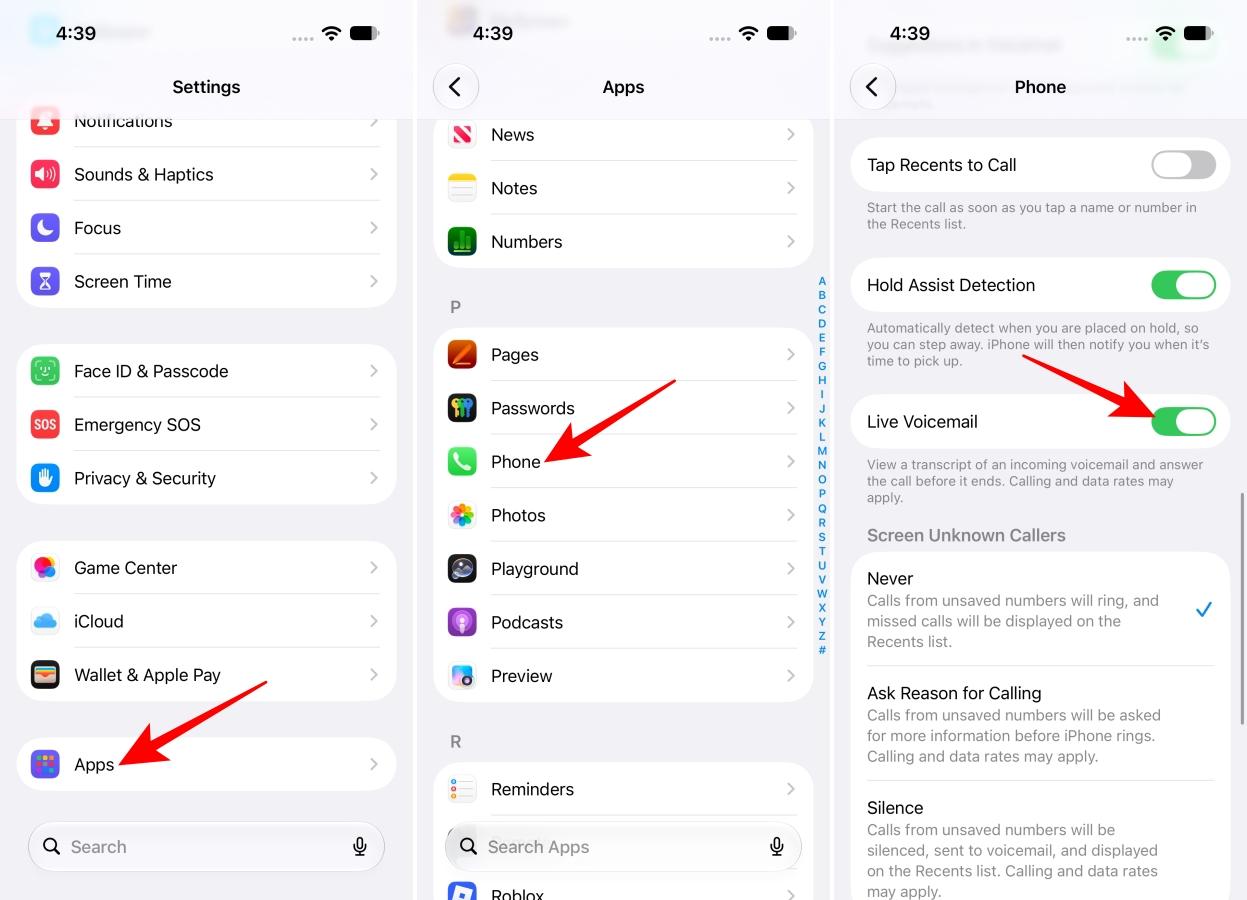 Set up Live Voicemail