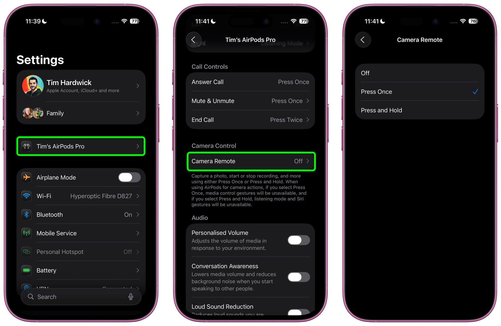 Turn On Camera Control for AirPods in iOS 26