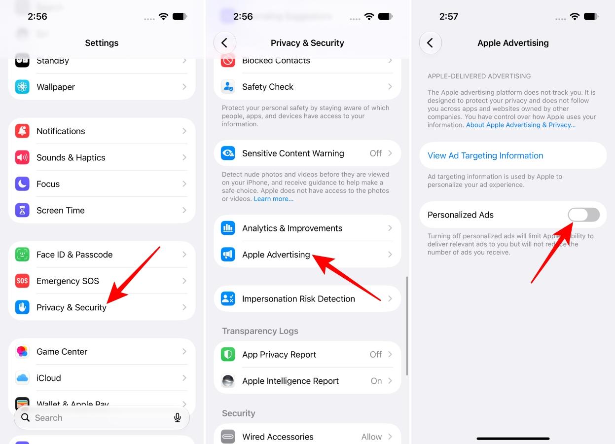 Turn off personalized ads