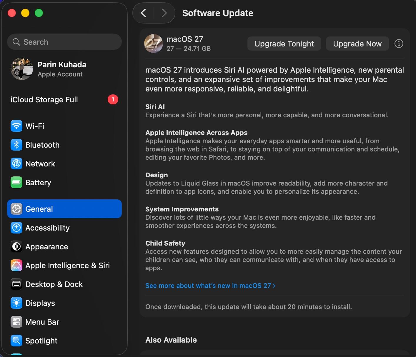 Update MacOS 27