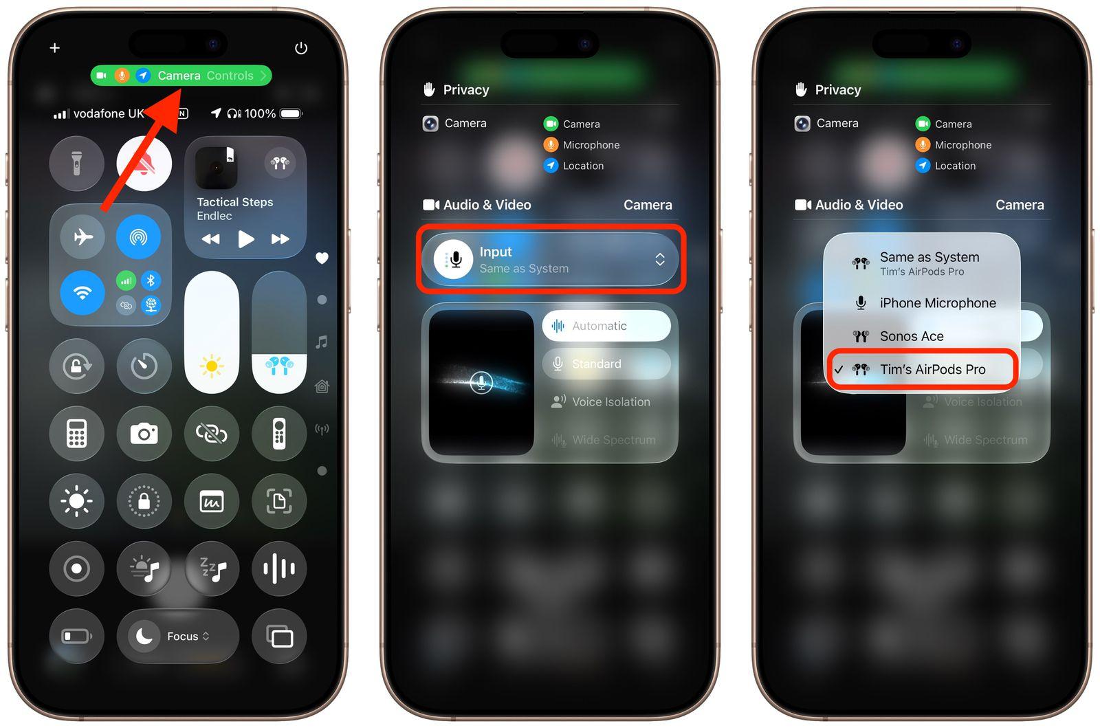 Use AirPods as a Mic in the Camera App