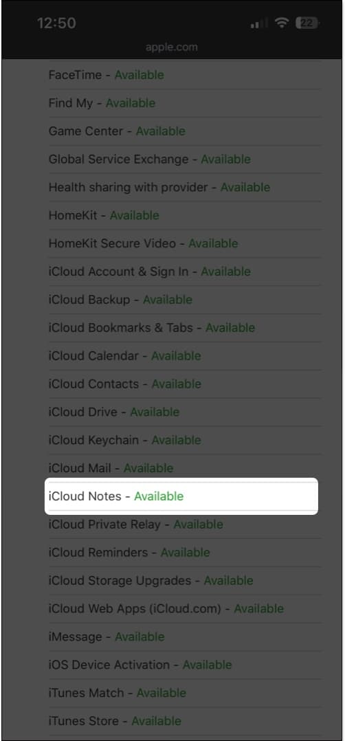 Check apple system status