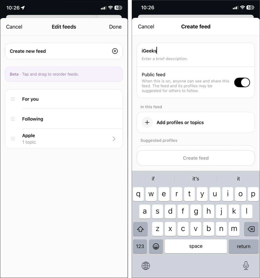 Create your custom feed on Thread