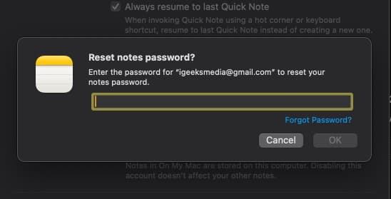 Enter apple id password to set new password