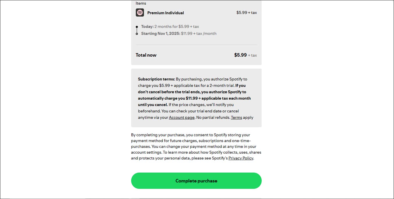 Enter payment details and complete the purchase