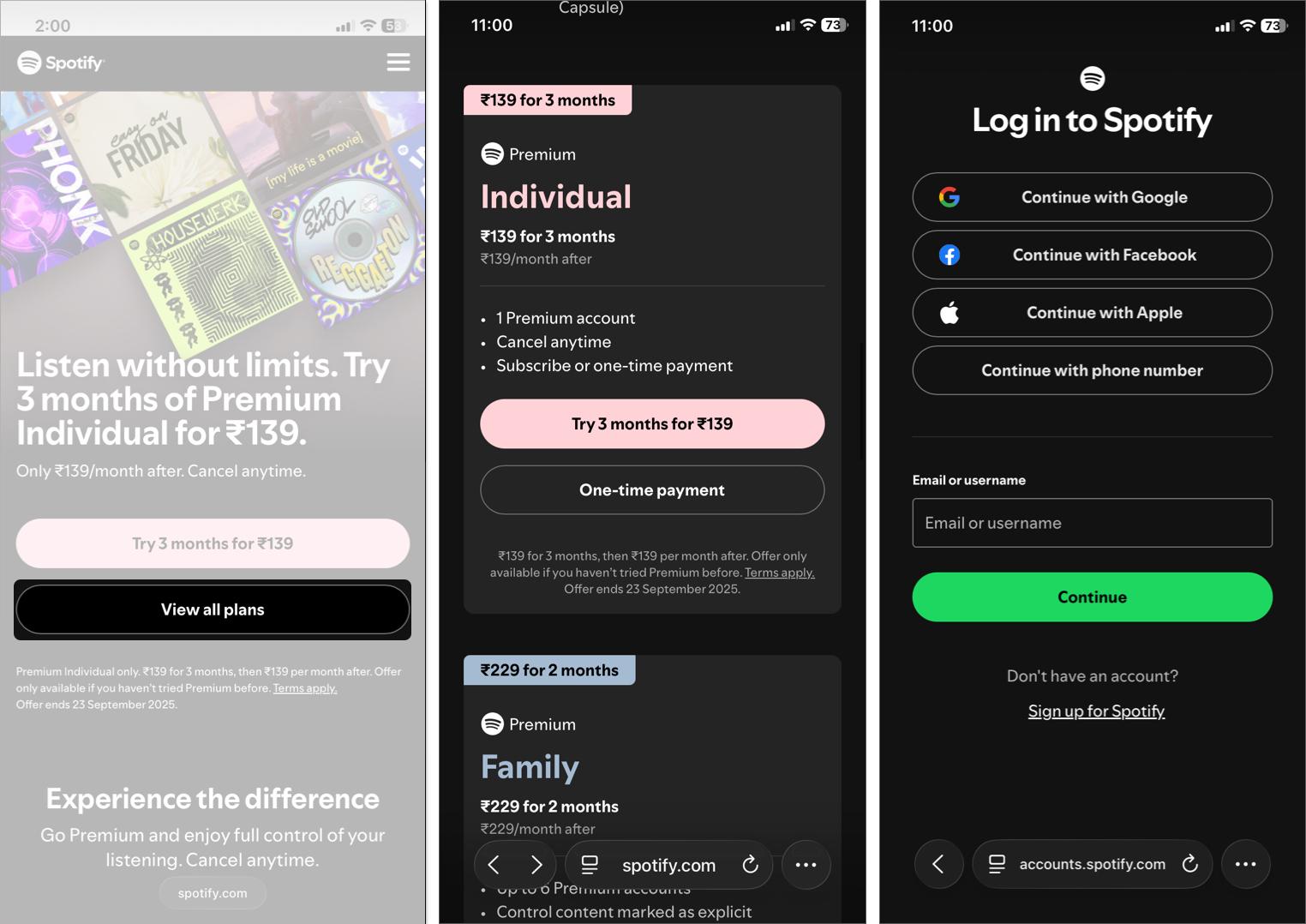 Explore plan and login your Spotify account