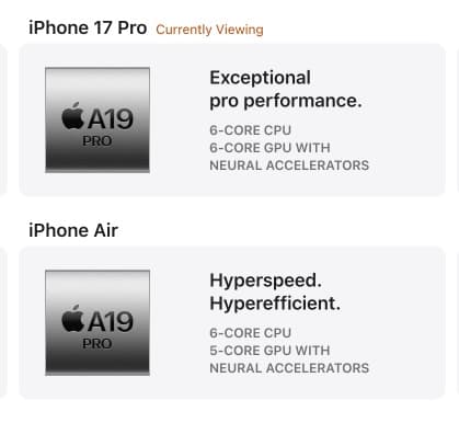 iPhone 17 Pro and iPhone Air Performance