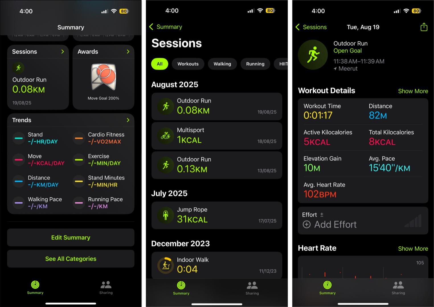 Open Fitness app then click on session to track your total calories burn in workout