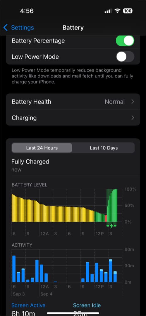 Review iPhone battery usage graph