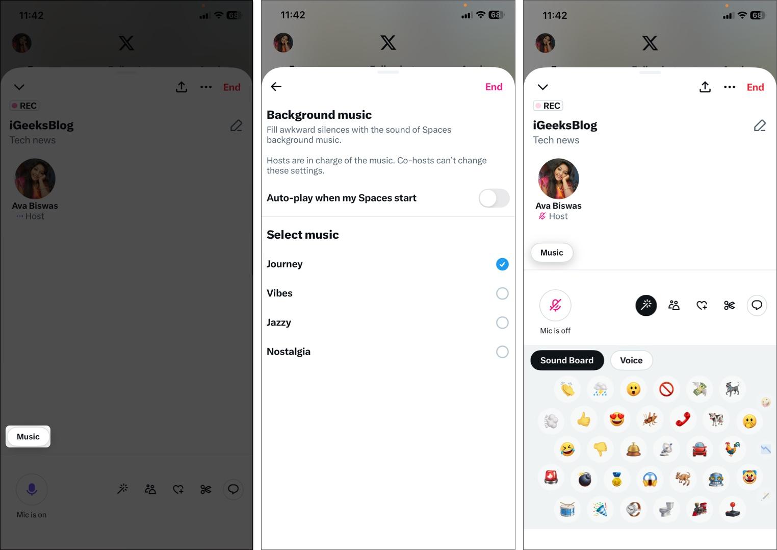 Tap on music then add emoji sound