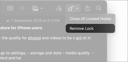 Tap on the lock icon then choose remove lock