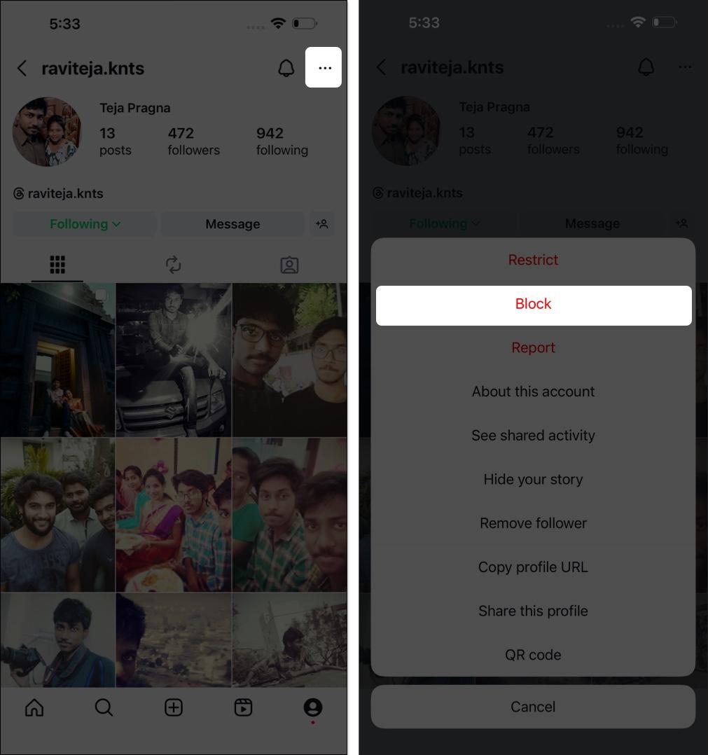 how to block on Instagram