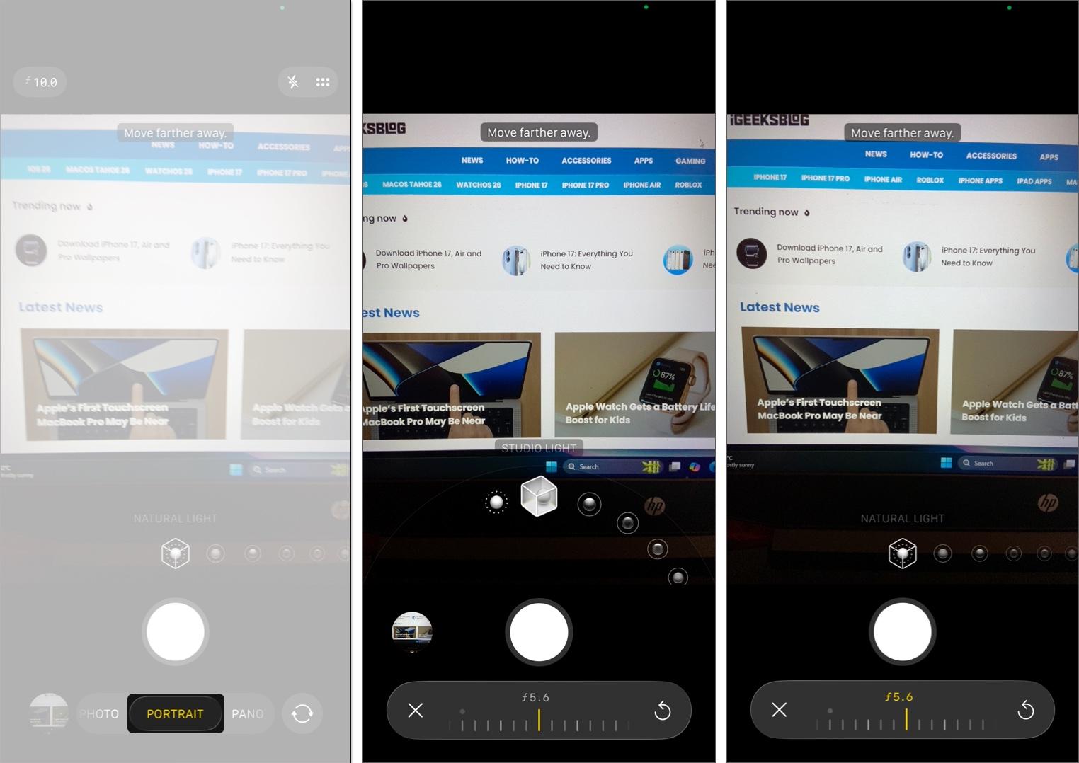 Use portrait mode on Camera App on iPhone